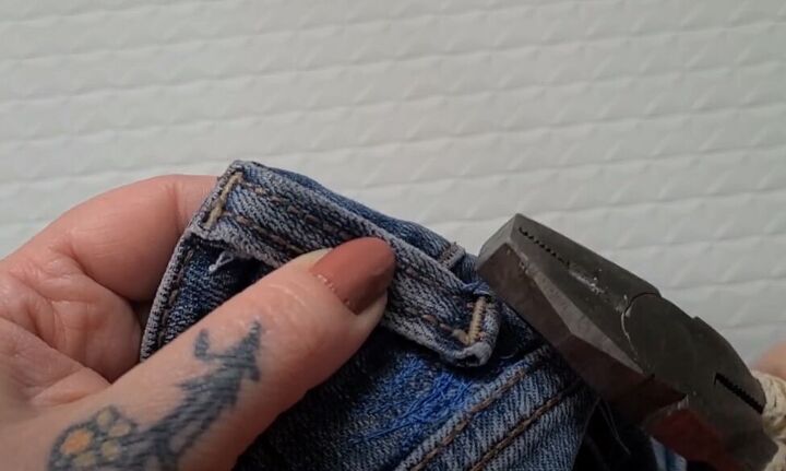how to fix a belt loop on jeans in 6 quick easy steps, Hand sewing the belt loop