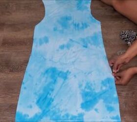how to turn an oversized t shirt into a cute diy tie dye dress, Pinning the side seams ready to sew