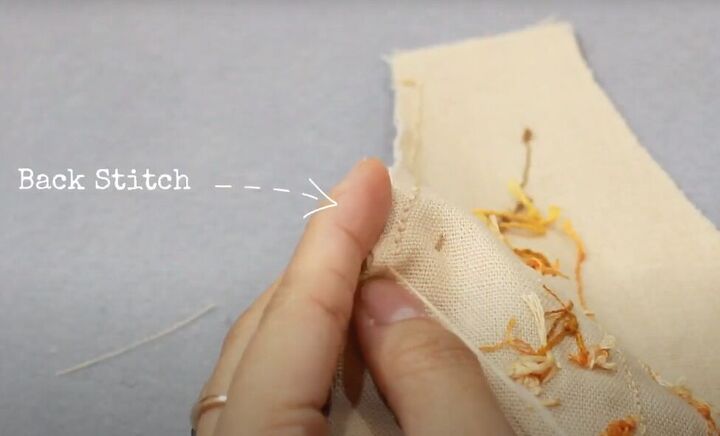 how to make a cute diy knotted headband with embroidery, Sewing the fabric headband together