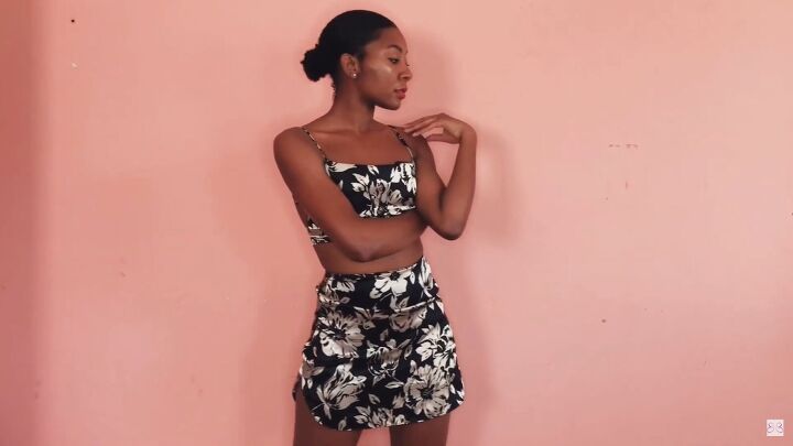 how to make a sexy diy crop top skirt set from an old blouse, DIY crop top and skirt