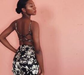 how to make a sexy diy crop top skirt set from an old blouse, DIY crop top and skirt from the back