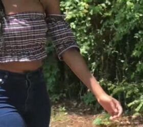 how to make an off the shoulder crop top out of an old shirt, DIY off the shoulder top with sleeves