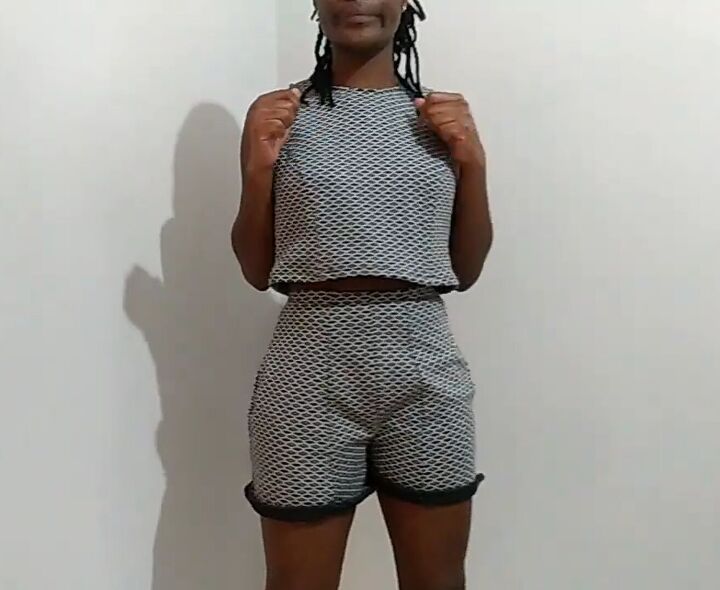 how to make a dress into a two piece set with a crop top shorts, DIY two piece short set