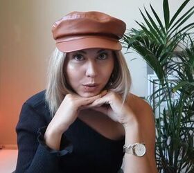 how to wear hair accessories 5 fun ways to jazz up your look, Brown leather postboy cap