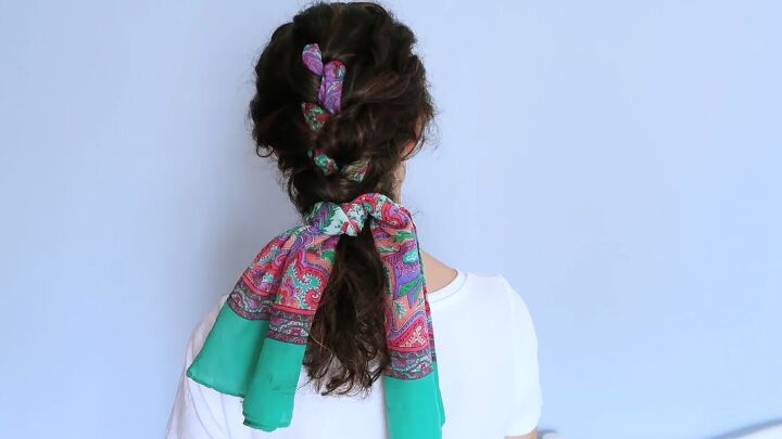 how to braid a scarf into hair for a quick easy summer hairstyle, How to braid a scarf into hair