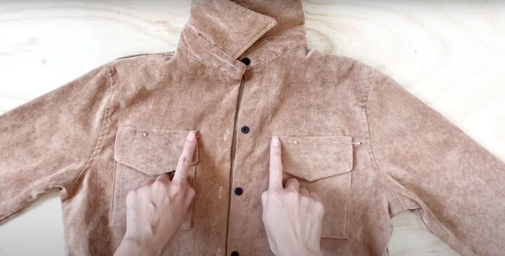 how to make a jacket from old clothes with faux sherpa lining, How to make a corduroy jacket with pockets