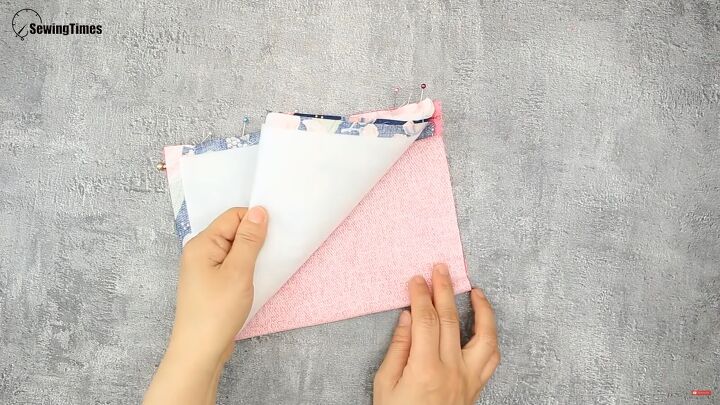how to sew a cute diy cosmetic bag for carrying makeup, Folding the lining