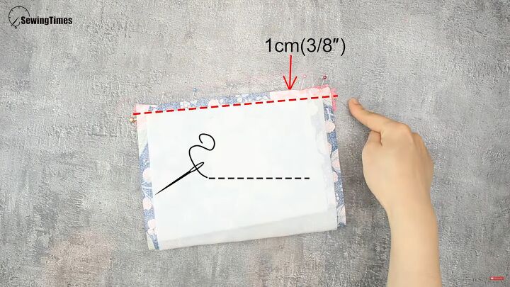 how to sew a cute diy cosmetic bag for carrying makeup, Sewing the top edge