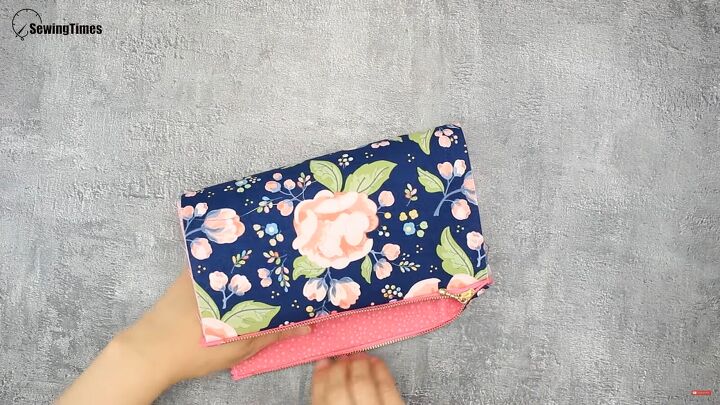 how to sew a cute diy cosmetic bag for carrying makeup, Turning the bag right sides out