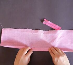 how to make a secret zip scrunchie in 6 super simple steps, Folding in the edge of the fabric