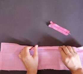 how to make a secret zip scrunchie in 6 super simple steps, Flipping and folding the fabric