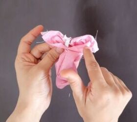 how to make a secret zip scrunchie in 6 super simple steps, Hand sewing the opening closed