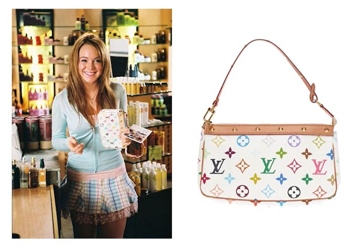 how to style 90s and y2k purses 5 cute purses outfit ideas, Lindsay Lohan and a Louise Vuitton purse in Mean Girls