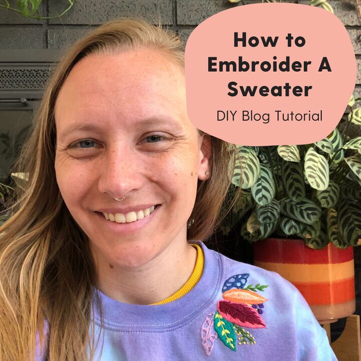 tutorial how to embroider a knit sweatshirt neckline