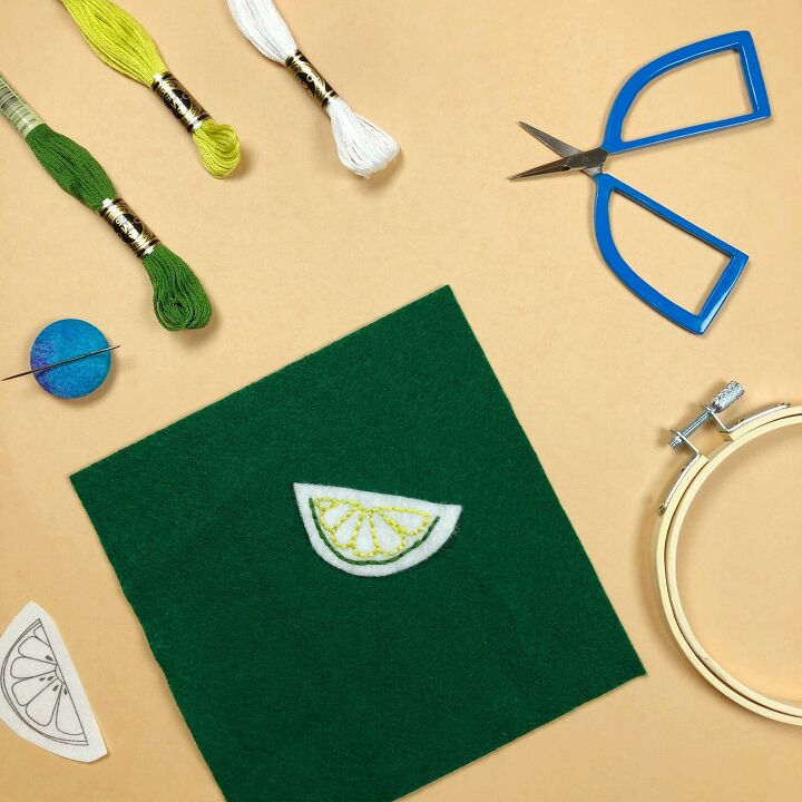 easy embroidery tutorial fruit slice keychain project