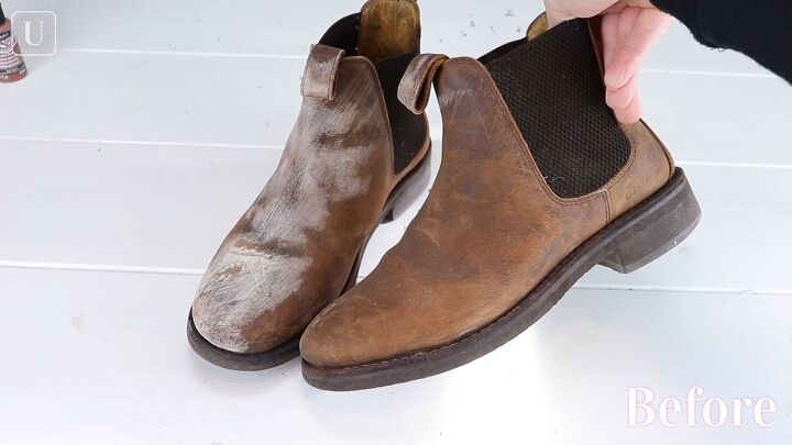 how to restore leather boots at home in 6 simple steps, Leather boots with stains and scuff marks