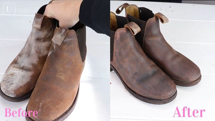 how to restore leather boots at home in 6 simple steps, Leather boots before and after