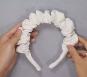 how to make a cute diy scrunchie headband with linen fabric, DIY scrunchie headband