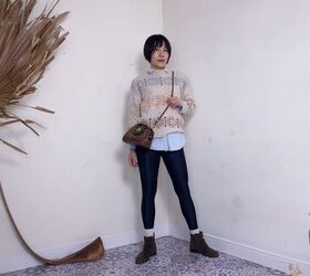 5 cute easy sweater outfit ideas how to style a fair isle sweater, Sweater and leggings outfit