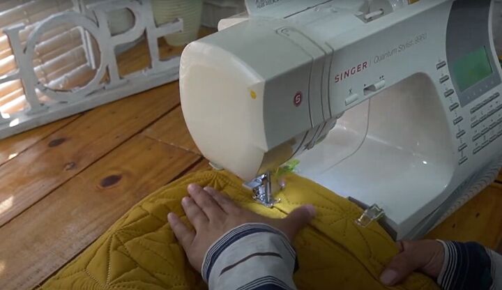 how to make a quilted jacket for spring using a thrift store blanket, Sewing the front plackets