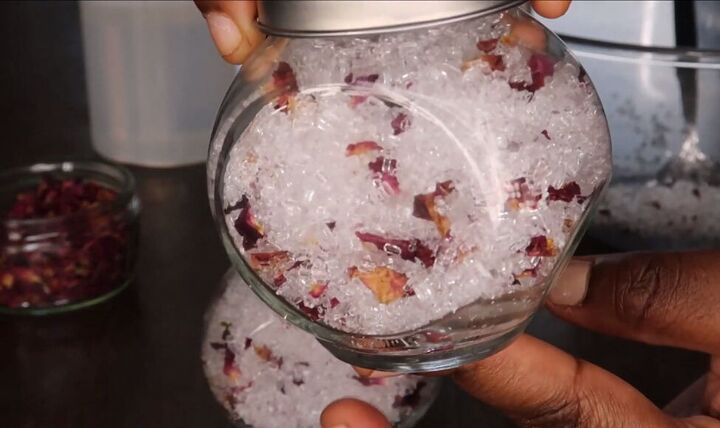 how to make homemade bath salts with rose petals great gift idea, Homemade bath salts with rose petals