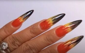 How to Do Easy DIY Gel Nail Art in Fiery Orange, Yellow & Black