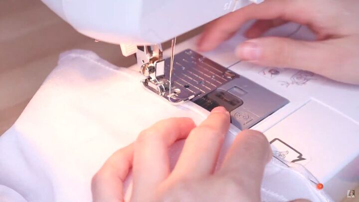 how to make a silky diy slip dress using a free sewing pattern, Hemming the DIY slip dress