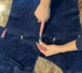 how to make fuzzy cozy pajamas out of a 16 walmart blanket, Sewing the sleeves