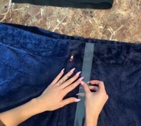 how to make fuzzy cozy pajamas out of a 16 walmart blanket, Folding over the top for the waistband