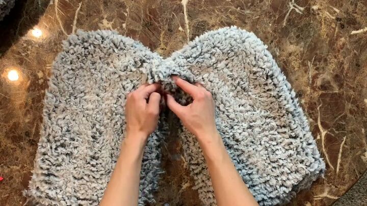 how to sew a hoodie out of a fluffy sherpa blanket from walmart, Pinning the hoods together