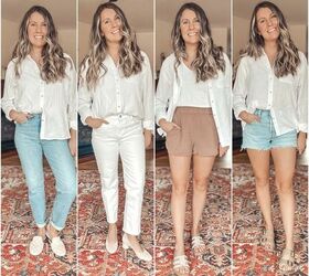 4 Casual Ways to Wear a White 100% Cotton Button Up Top (2 for Spring,