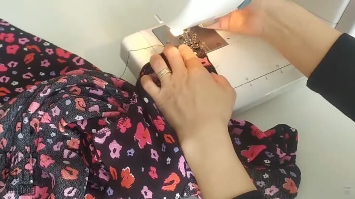 how to sew an a line dress without a pattern in 4 simple steps, Sewing the other shoulder seam