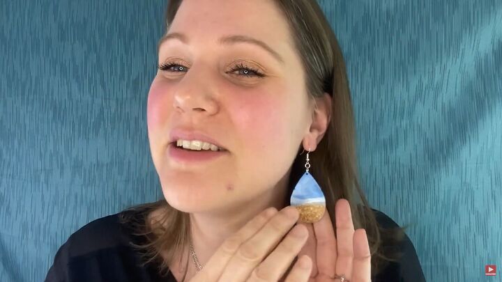 how to make pretty resin ocean wave earrings with gold foil, DIY ocean resin art earrings