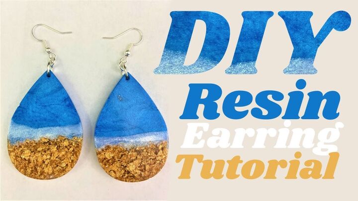 how to make pretty resin ocean wave earrings with gold foil, How to make resin ocean waves