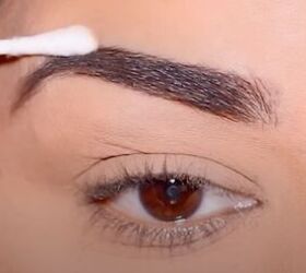 how to do simple 3 point eyebrow mapping to shape maintain brows, Erasing the mapping lines with a cotton swab