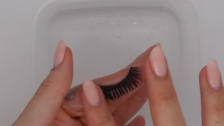 how to clean false lashes easily safely so you can reuse them, Rinsing and lathering the lashes