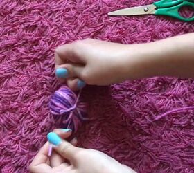 how to easily make cute diy pom pom hair clips in 4 simple steps, Tying the yarn