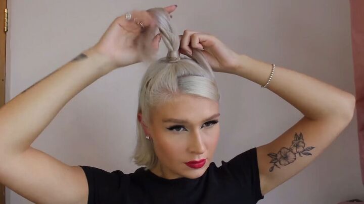 how to style short hair 5 cute easy hairstyles for short hair, Creating a half ponytail