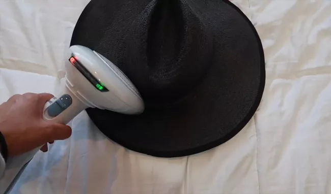 how to reshape a straw hat in a few simple steps, steamer shaping black straw hat