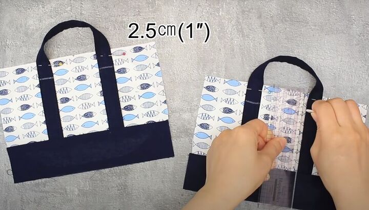 how to make a mini purse with a zipper lining in 7 simple steps, Attaching the handles to the purse sides