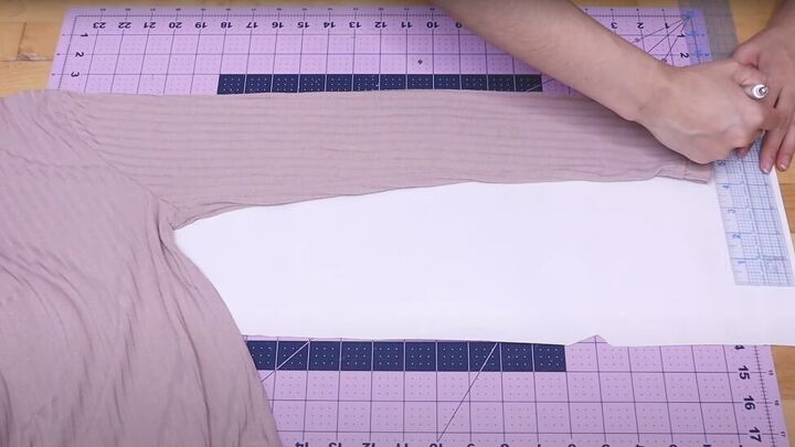how to sew a puff sleeve top out of an old tank top sheer curtains, Tracing a basic sleeve pattern