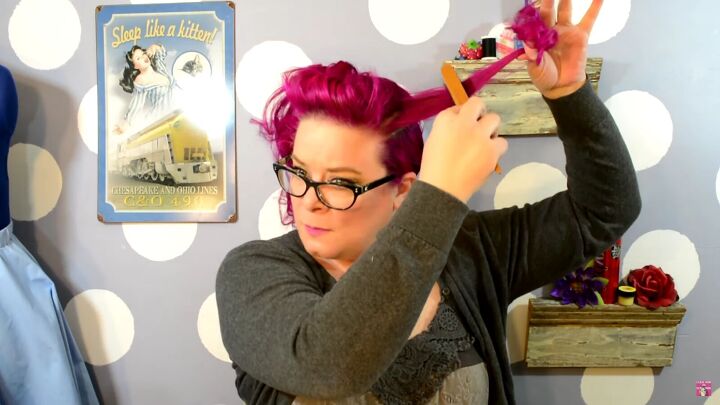 how to do a super cute vintage poodle updo in 7 simple steps, Teasing the hair at the bottom half only