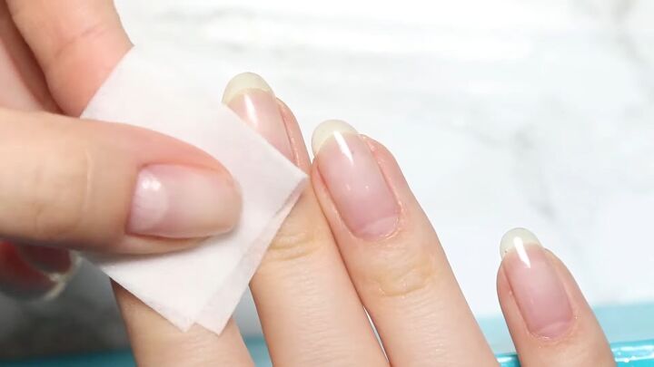 how to easily apply remove real polish nail wraps at home, Cleaning nails with alcohol