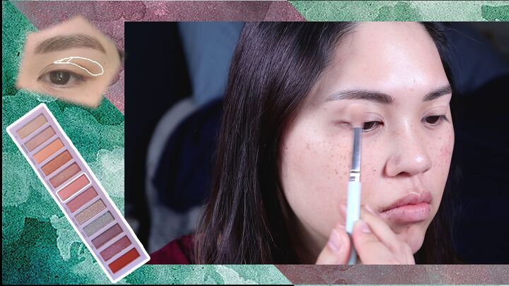 how to do the popular white dot eyeliner trend from tiktok, Applying a transition shade to the crease