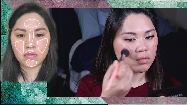 how to do the popular white dot eyeliner trend from tiktok, Adding highlight to areas of the face