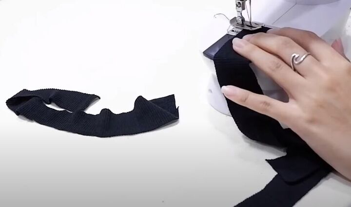 how to cut a t shirt into a crop top in 4 super cute ways, Sewing one long strip for the casing