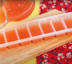 how to make soothing diy ice cubes for your face 4 easy recipes, Pouring the tomato mixture into an ice cube tray