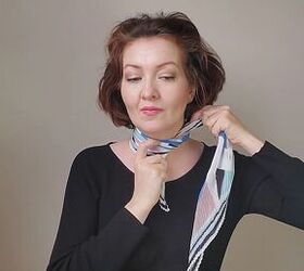 3 quick elegant easy ways to tie an hermes plisse scarf, Tying a knot with one end longer than the other