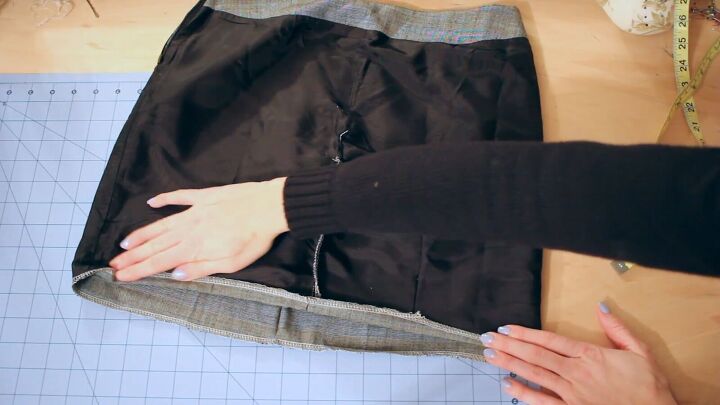how to turn pants into a skirt in 8 quick easy steps, Hemming the skirt