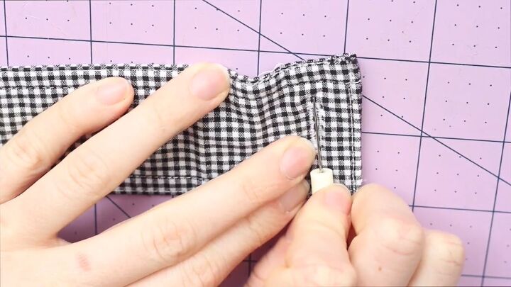 how to sew a cute summer top out of an old gingham shirt, Seam ripping the button off